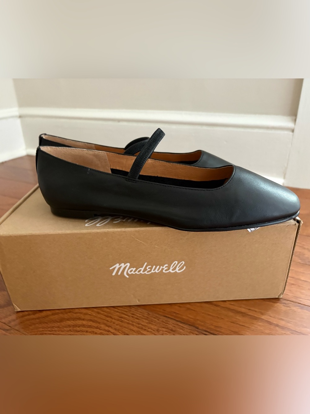 Madewell Black Leather Mary Jane Ballet Flats